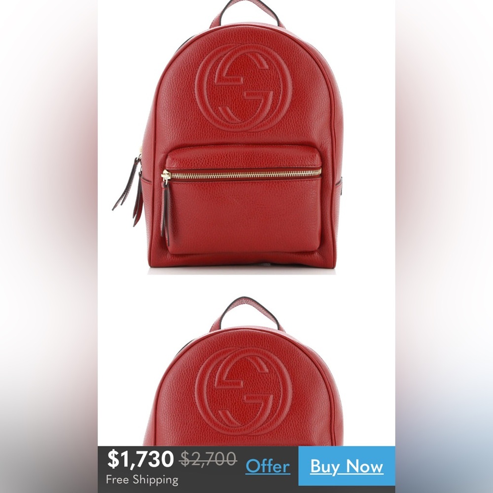 Gucci Red and Black Leather soho Backpack - authentic - Rank AB - Picture 10 of 11
